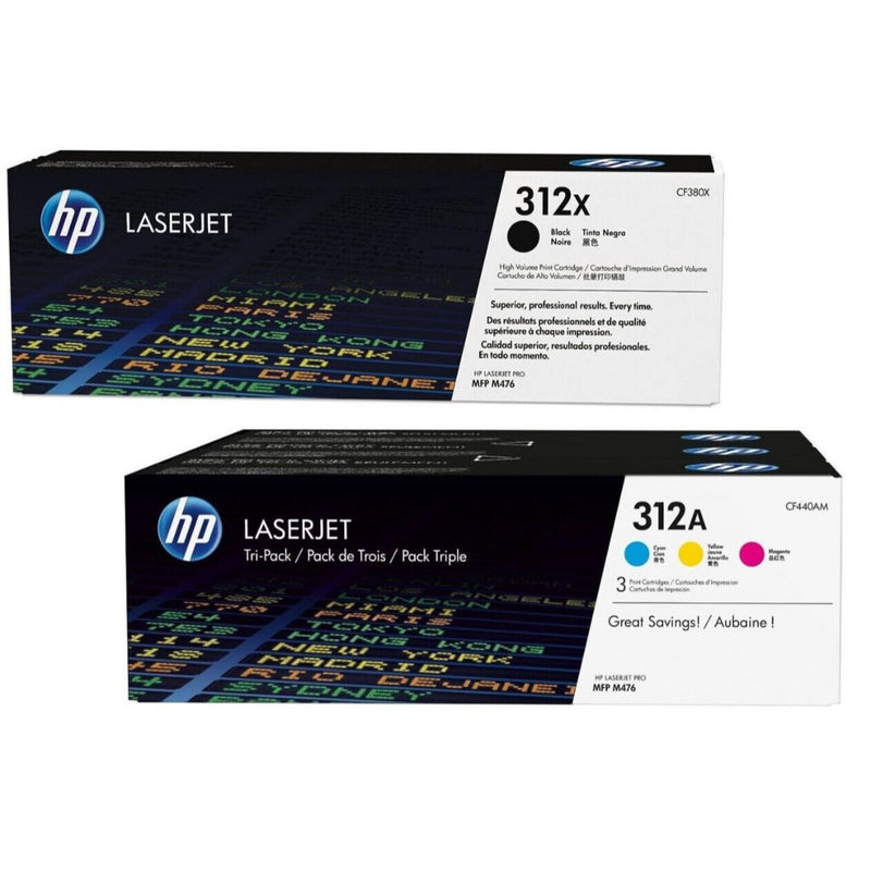 Lot de 4 toners HP 312X/312A d'origine (CMJN)