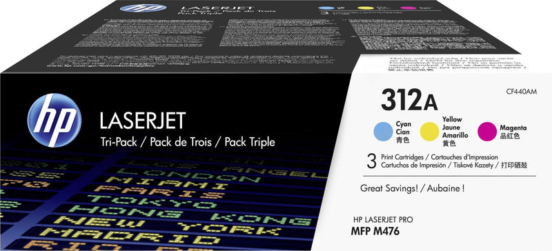 HP Original 312A Toner Cyan, Magenta, Gelb (CF440AM) 3er Set Dreierpack